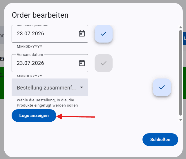 Anschließend die Logs anzeigen